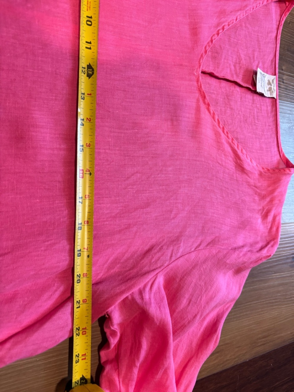 Match Point 100% Linen Ruffle High Low Tunic Dress Fuchsia Pink L - Picture 6 of 7